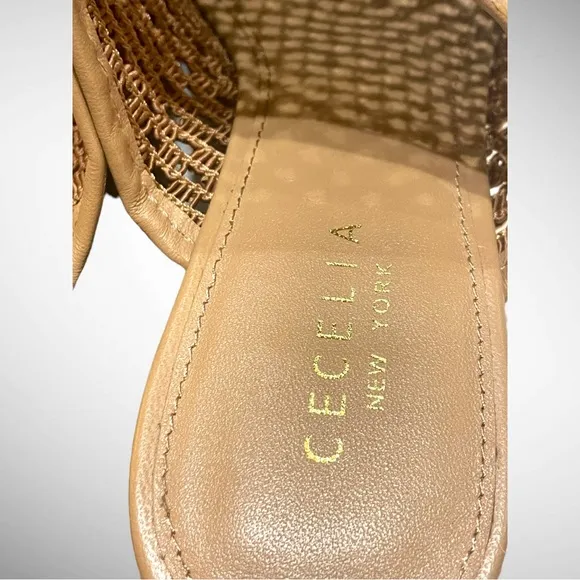 CECELIA NEW YORK Leather FRISBEE  Espadrille Wedge Slide Sandal SIZE 8