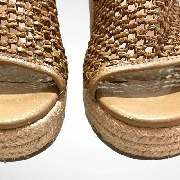 CECELIA NEW YORK Leather FRISBEE  Espadrille Wedge Slide Sandal SIZE 8