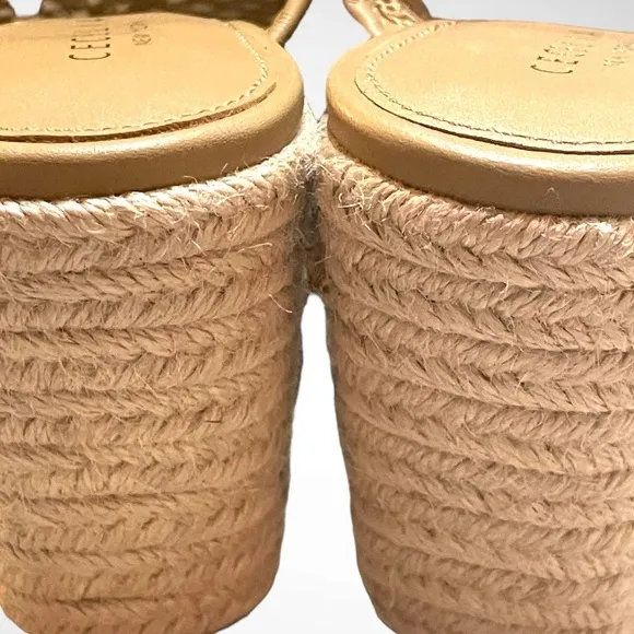 CECELIA NEW YORK Leather FRISBEE  Espadrille Wedge Slide Sandal SIZE 8
