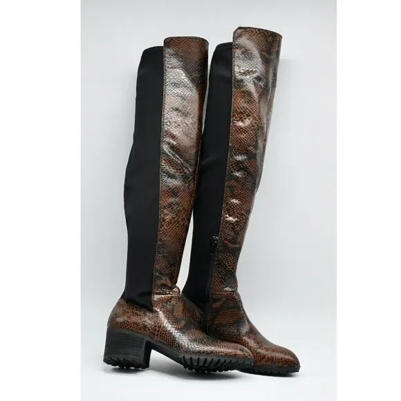 Charles David Reason Dark Brown Snake Skin Pattern Boots 5.5