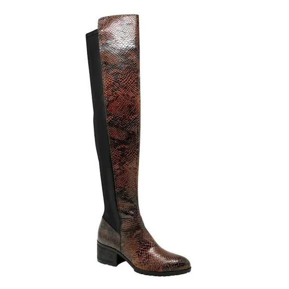 Charles David Reason Dark Brown Snake Skin Pattern Boots 5.5