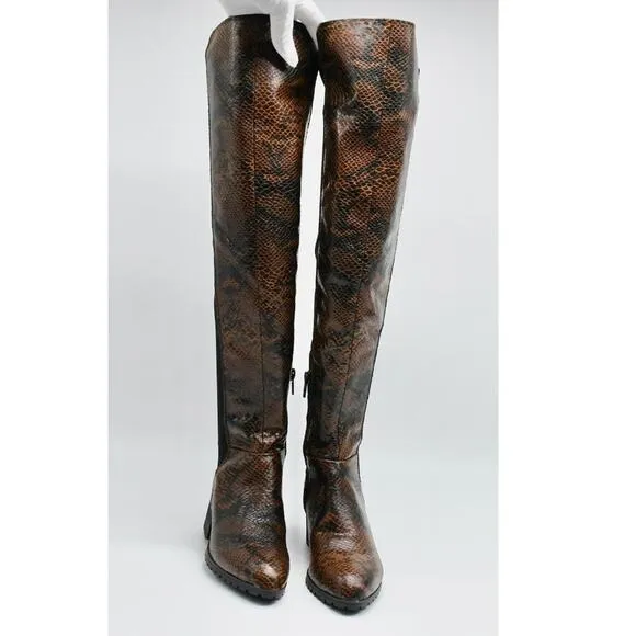 Charles David Reason Dark Brown Snake Skin Pattern Boots 5.5