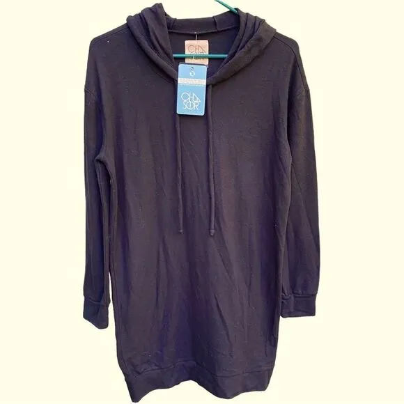 Chaser Long Sleeve Black Hoodie Dress Sz Small NWT