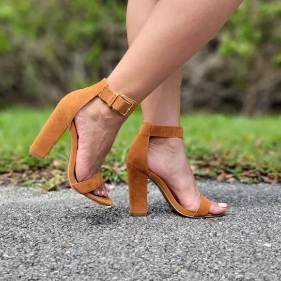 Chestnut Chunky Block Heels Open‎ Toe Casual Sandals