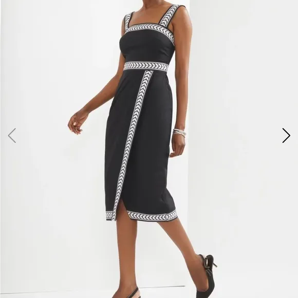 Chevron-Printed Wrap Midi Dress WHBM