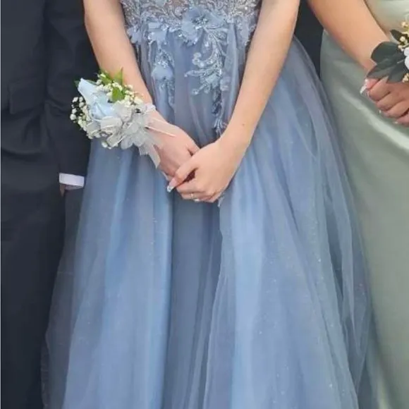 Chic Blue Embellished Dress Prom