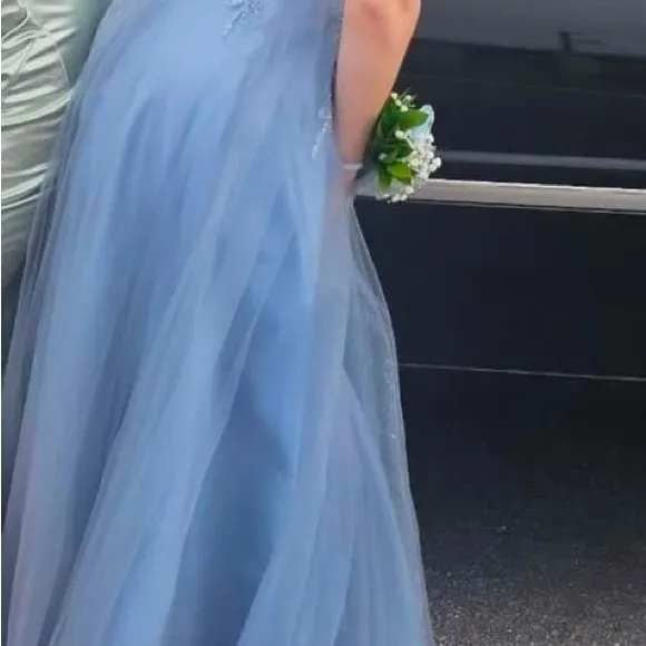 Chic Blue Embellished Dress Prom