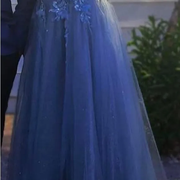 Chic Blue Embellished Dress Prom