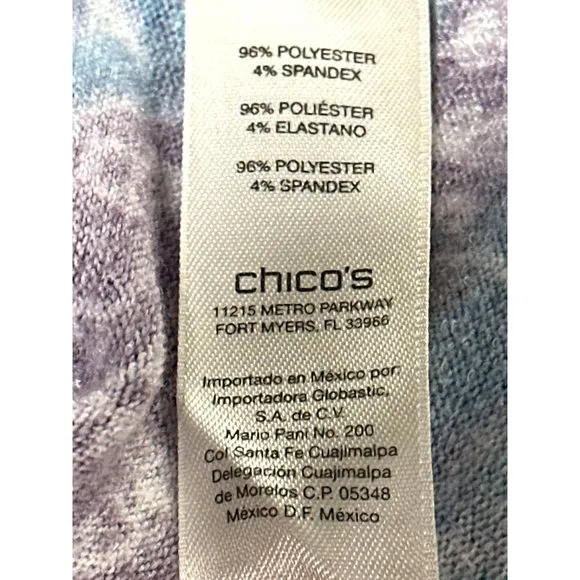 Chicos Long Sleeve Top Multicolored Paisley Print Blouse Boho Chic Size 1