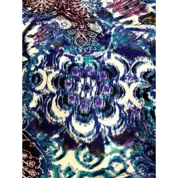 Chicos Long Sleeve Top Multicolored Paisley Print Blouse Boho Chic Size 1