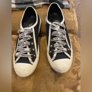 Christian Dior black  cotton canvas sneakers. Size 37.5. Great condition!!