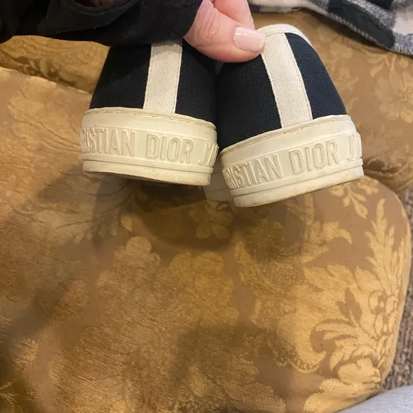 Christian Dior black  cotton canvas sneakers. Size 37.5. Great condition!!