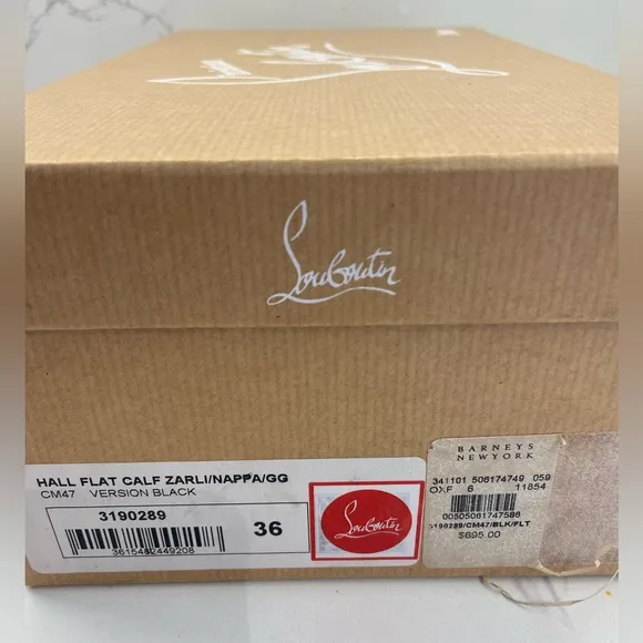 Christian Louboutin Black Leather Faux Snakeskin Flats with Spiked Heels