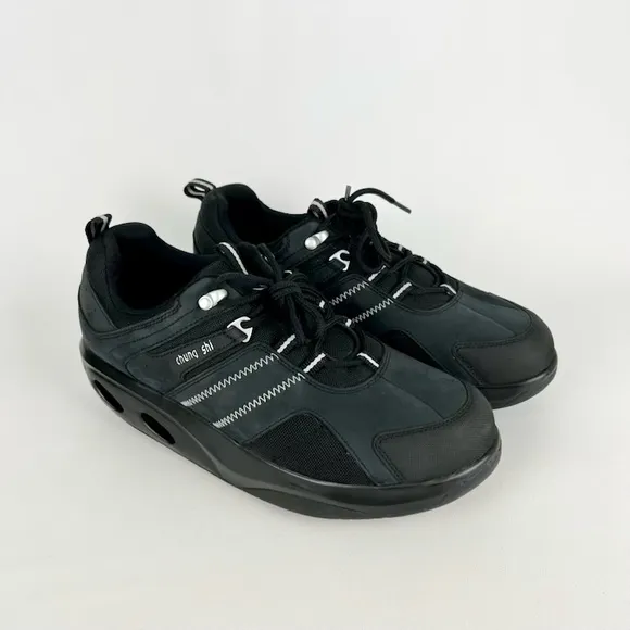 Chung Shi Rocker Black Leather Toning Walking Shoes 11