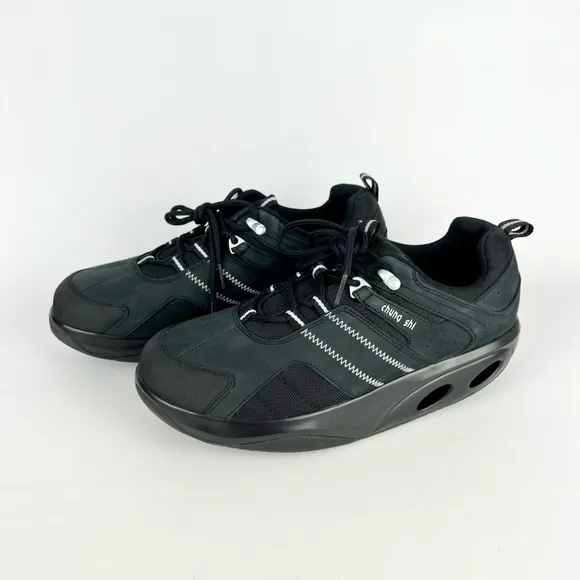 Chung Shi Rocker Black Leather Toning Walking Shoes 11