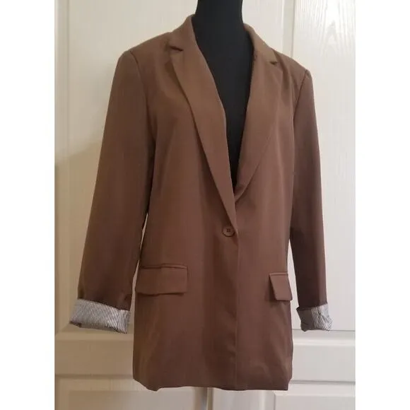 Cicy Bell Women's Casual Business Lightweight Long Sleeve Jacket Blazer Size L