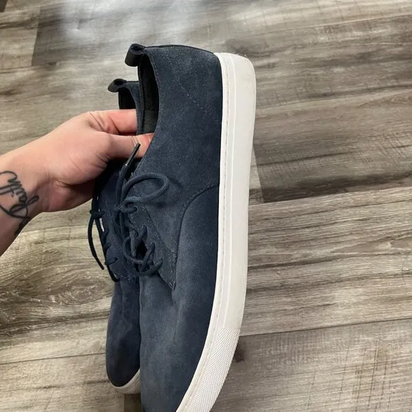 Clae Ellington Suede Lace Up Waxed Shoes Navy Blue Grey Men’s Size 12