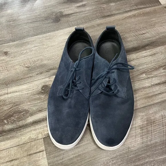 Clae Ellington Suede Lace Up Waxed Shoes Navy Blue Grey Men’s Size 12
