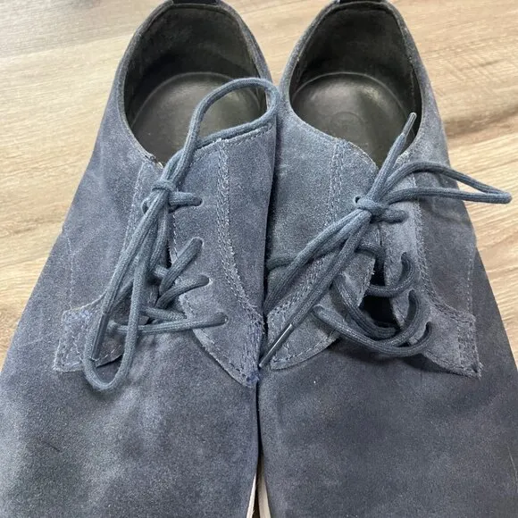 Clae Ellington Suede Lace Up Waxed Shoes Navy Blue Grey Men’s Size 12
