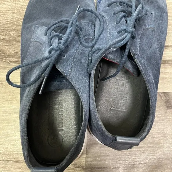 Clae Ellington Suede Lace Up Waxed Shoes Navy Blue Grey Men’s Size 12