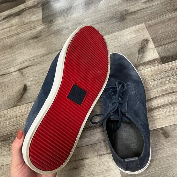 Clae Ellington Suede Lace Up Waxed Shoes Navy Blue Grey Men’s Size 12