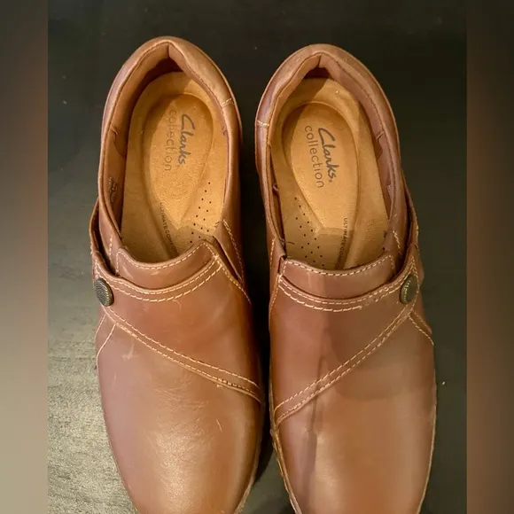 Clarks Collection Caroline Pearl Women's Brown Leather Slip-On Loafer NWT Size 9