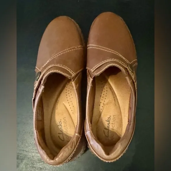 Clarks Collection Caroline Pearl Women's Brown Leather Slip-On Loafer Size 7.5