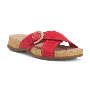 CLARKS Leather Reileigh May Flat Comfort Sandals Cherry