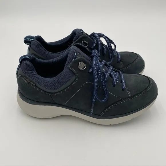 Clarks Leather Wave Walk 2.0 Walking Waterproof Lace Up Tennis Shoes Sneakers 6
