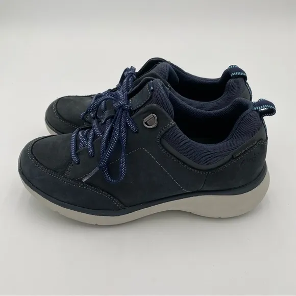 Clarks Leather Wave Walk 2.0 Walking Waterproof Lace Up Tennis Shoes Sneakers 6