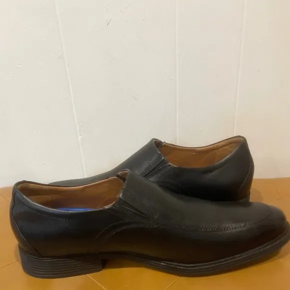 Clarks Mens Whiddon Step Black Leather Slip On Loafers Shoes Comfort Sz 10 Wide