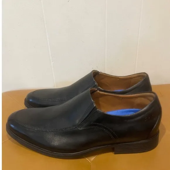 Clarks Mens Whiddon Step Black Leather Slip On Loafers Shoes Comfort Sz 10 Wide