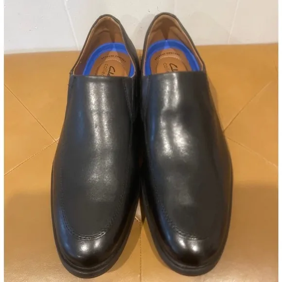 Clarks Mens Whiddon Step Black Leather Slip On Loafers Shoes Comfort Sz 10 Wide