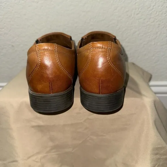 CLARKS Men’s Whiddon Step Dark TanLeather Slip-on Loafer 9.5M