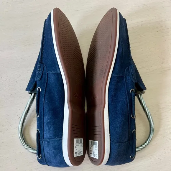 Clark’s Navy Blue Suede Loafers Morven Sun Men's Boat Shoes Size 7.5