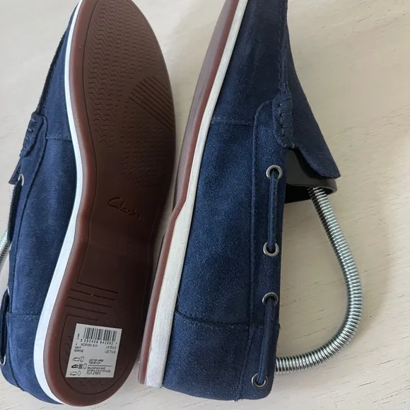 Clark’s Navy Blue Suede Loafers Morven Sun Men's Boat Shoes Size 7.5