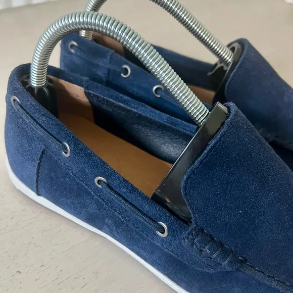 Clark’s Navy Blue Suede Loafers Morven Sun Men's Boat Shoes Size 7.5