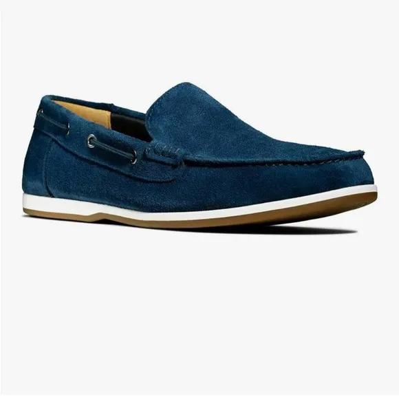 Clark’s Navy Blue Suede Loafers Morven Sun Men's Boat Shoes Size 7.5
