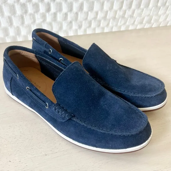 Clark’s Navy Blue Suede Loafers Morven Sun Men's Boat Shoes Size 7.5
