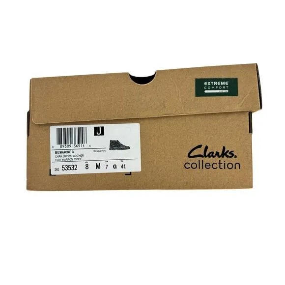 Clarks NEW Bushacre 3 Dark Brown Leather Lace Up Classic Chukka Boots