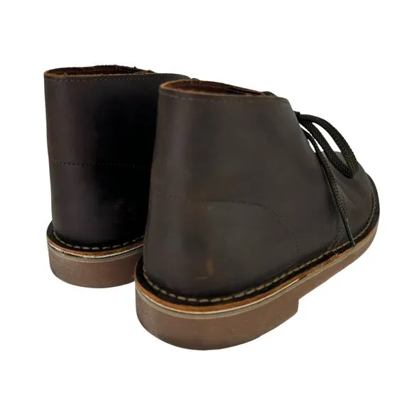 Clarks NEW Bushacre 3 Dark Brown Leather Lace Up Classic Chukka Boots
