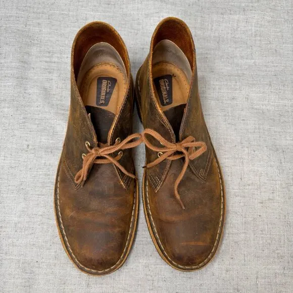 Clarks Originals Desert Boot Brown Leather Beeswax Chukka Lace Up Women's 8.5