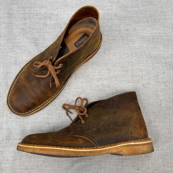 Clarks Originals Desert Boot Brown Leather Beeswax Chukka Lace Up Women's 8.5