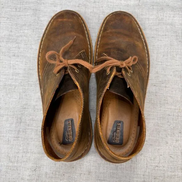Clarks Originals Desert Boot Brown Leather Beeswax Chukka Lace Up Women's 8.5