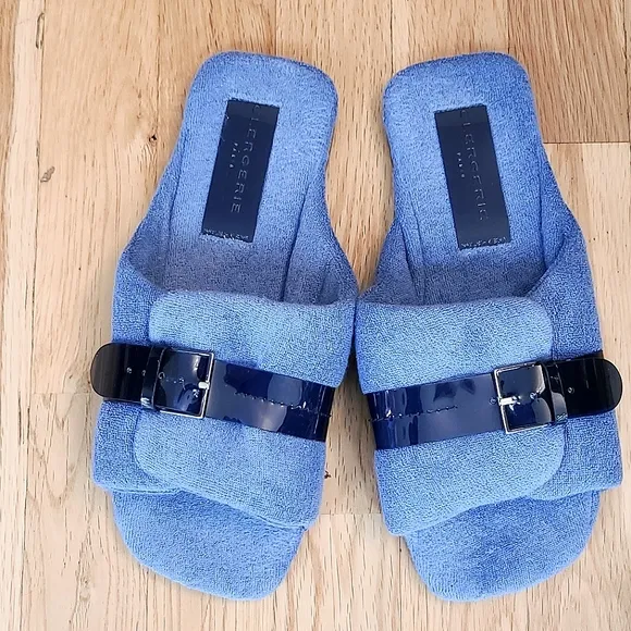 Clergerie Irinae Terry Slides Sandals Size 8 Sky Blue