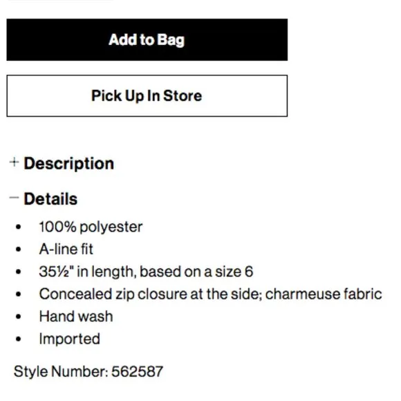 Club Monaco Charmeuse Midi Skirt Jupe Charcoal color size 00