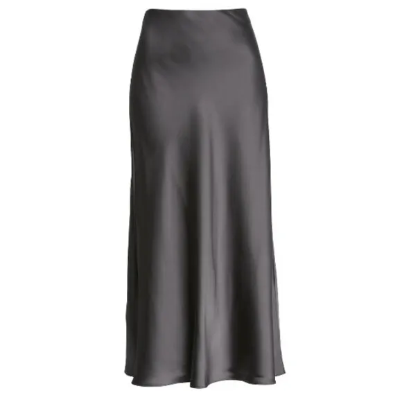 Club Monaco Charmeuse Midi Skirt Jupe Charcoal color size 00
