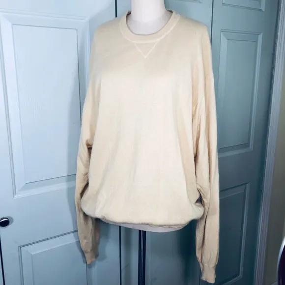 Club Room CR 💯 Cashmere Oversize Sweater Light Yellow Size XL
