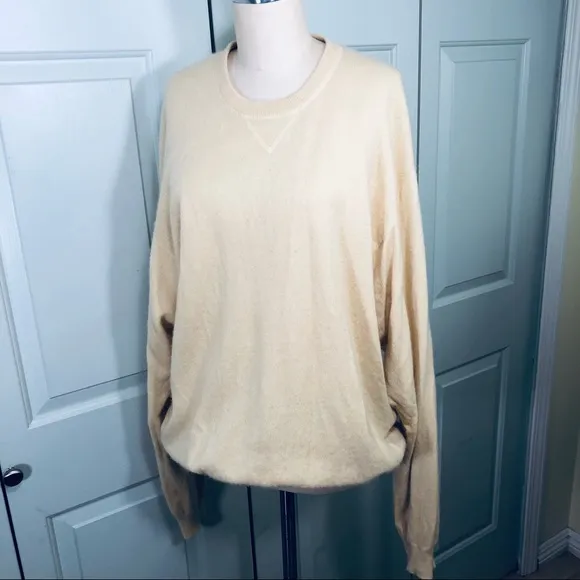 Club Room CR 💯 Cashmere Oversize Sweater Light Yellow Size XL