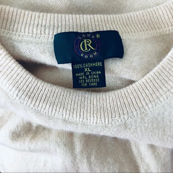 Club Room CR 💯 Cashmere Oversize Sweater Light Yellow Size XL